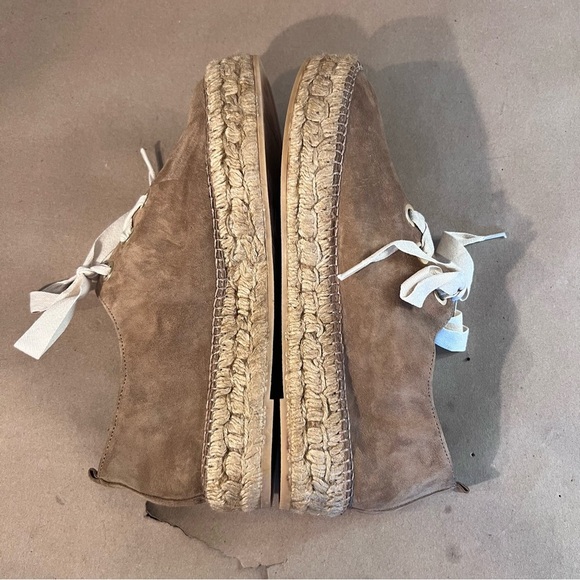 NWOB Eric Michael Womens Espadrilles Platform Heels Tan Suede LaceUp Spain EU 42 - Picture 5 of 13
